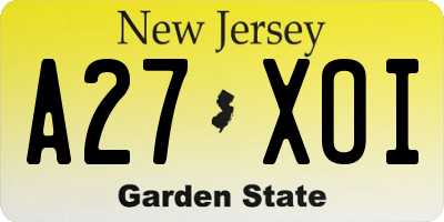 NJ license plate A27XOI