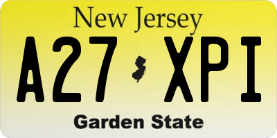 NJ license plate A27XPI