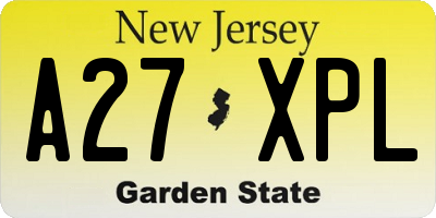 NJ license plate A27XPL