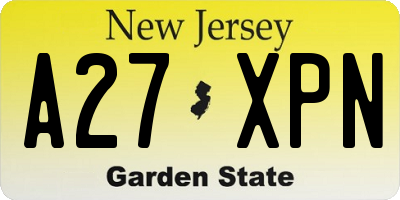 NJ license plate A27XPN