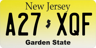 NJ license plate A27XQF