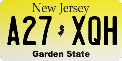 NJ license plate A27XQH