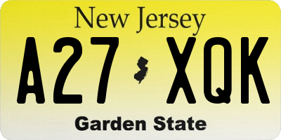 NJ license plate A27XQK