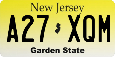 NJ license plate A27XQM