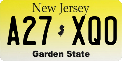 NJ license plate A27XQO