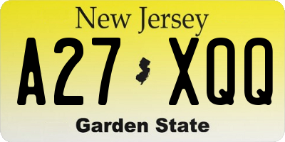 NJ license plate A27XQQ