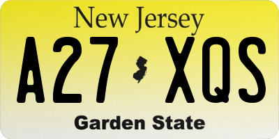 NJ license plate A27XQS