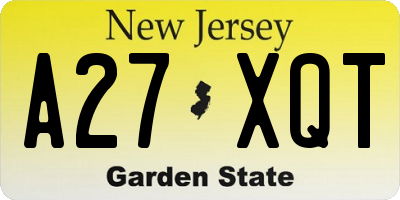 NJ license plate A27XQT