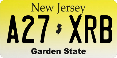 NJ license plate A27XRB