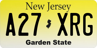 NJ license plate A27XRG
