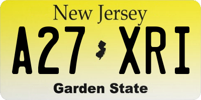 NJ license plate A27XRI