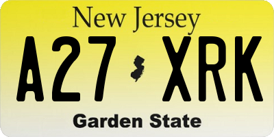 NJ license plate A27XRK