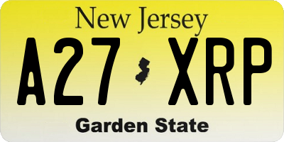 NJ license plate A27XRP