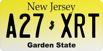 NJ license plate A27XRT