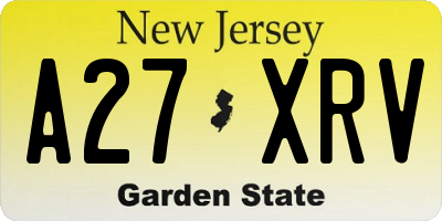 NJ license plate A27XRV