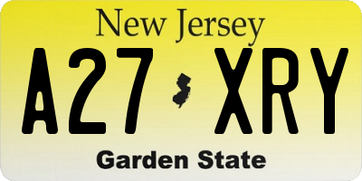 NJ license plate A27XRY