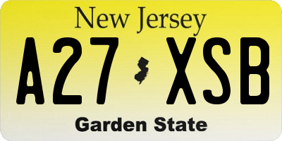 NJ license plate A27XSB