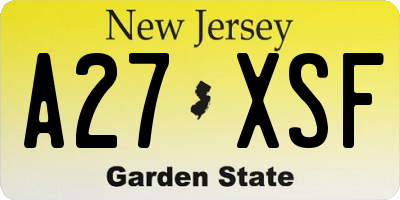 NJ license plate A27XSF