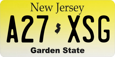 NJ license plate A27XSG