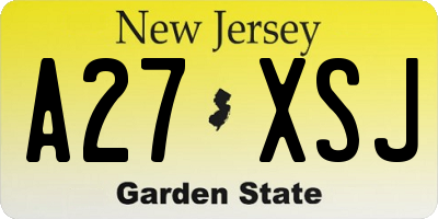 NJ license plate A27XSJ