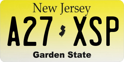 NJ license plate A27XSP