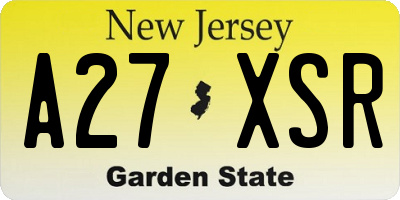 NJ license plate A27XSR