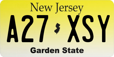 NJ license plate A27XSY