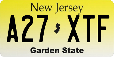 NJ license plate A27XTF
