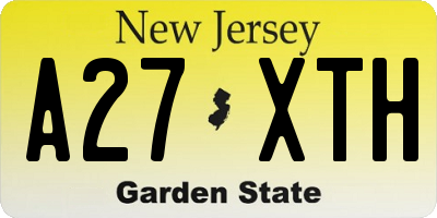 NJ license plate A27XTH