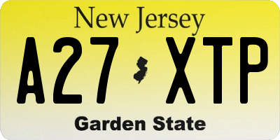 NJ license plate A27XTP