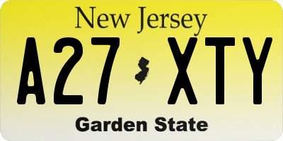 NJ license plate A27XTY