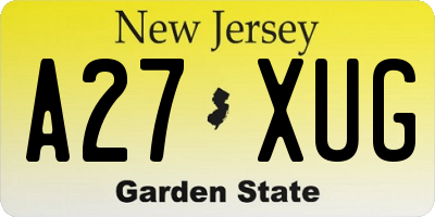 NJ license plate A27XUG