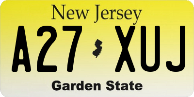 NJ license plate A27XUJ