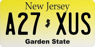NJ license plate A27XUS