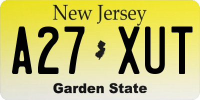 NJ license plate A27XUT