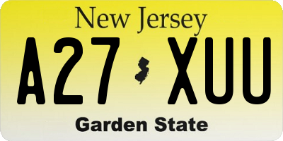 NJ license plate A27XUU