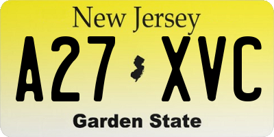 NJ license plate A27XVC