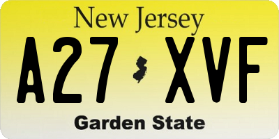 NJ license plate A27XVF