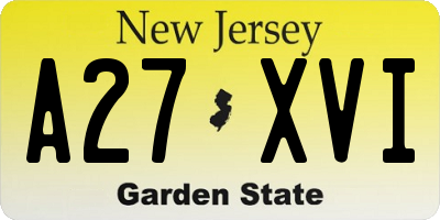 NJ license plate A27XVI