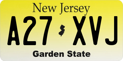 NJ license plate A27XVJ