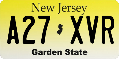 NJ license plate A27XVR