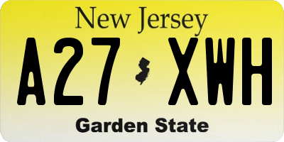 NJ license plate A27XWH