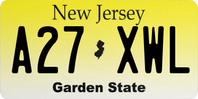 NJ license plate A27XWL
