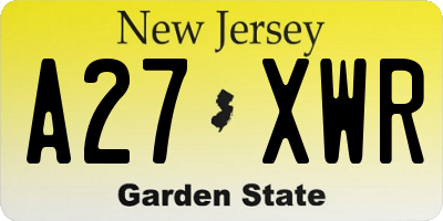 NJ license plate A27XWR