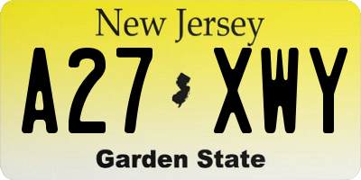 NJ license plate A27XWY