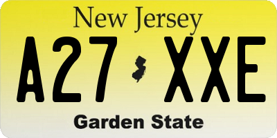 NJ license plate A27XXE
