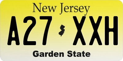 NJ license plate A27XXH