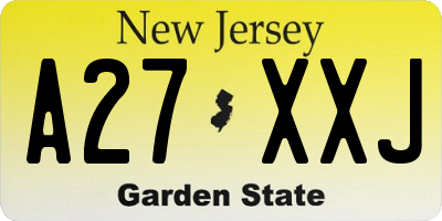 NJ license plate A27XXJ
