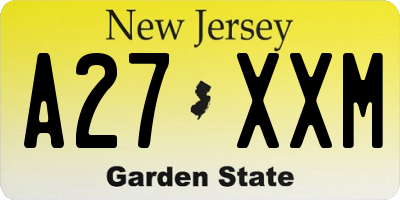 NJ license plate A27XXM