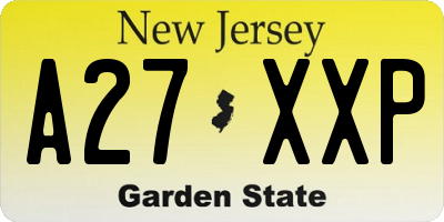 NJ license plate A27XXP